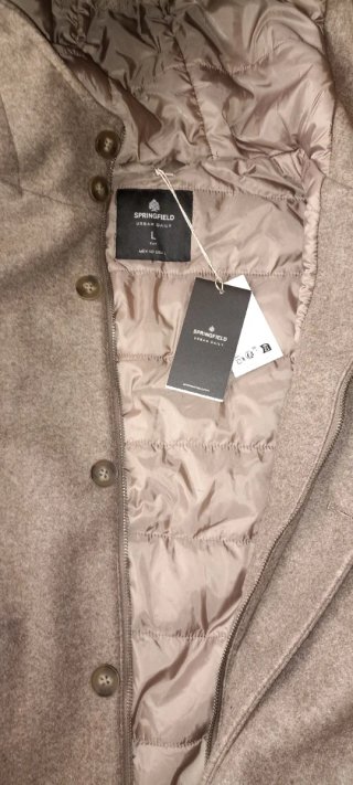 Parka de lana marrón/gris