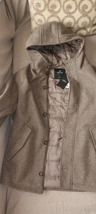 Parka de lana marrón/gris
