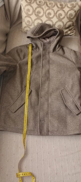 Parka de lana marrón/gris