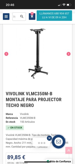 Soporte Techo Proyector Profesional Negro