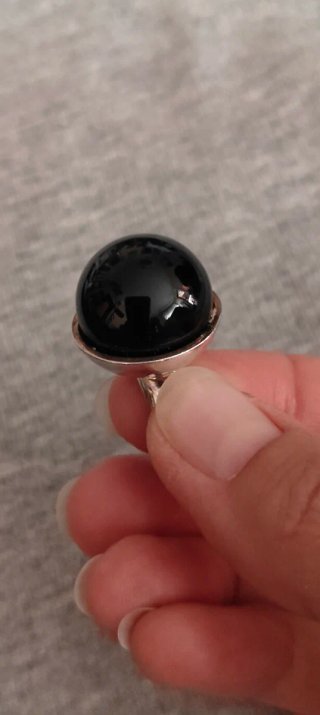 Anillo Tous Bola Negra Plata