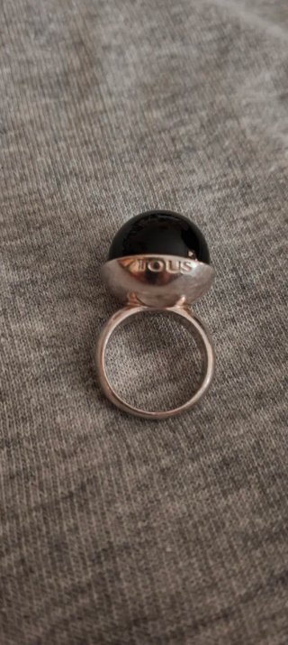 Anillo Tous Bola Negra Plata