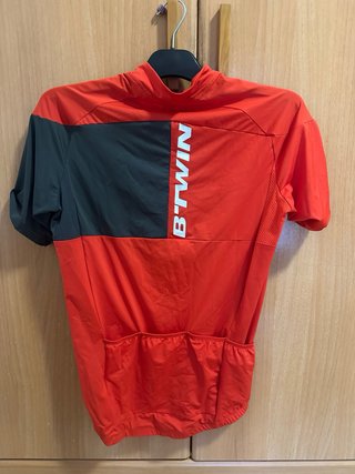 Maillot Ciclismo Btwin Rojo y Negro