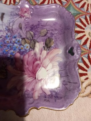 Piattino Limoges Porcellana Fiori Viola