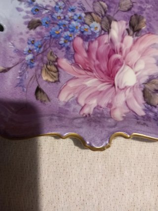 Piattino Limoges Porcellana Fiori Viola