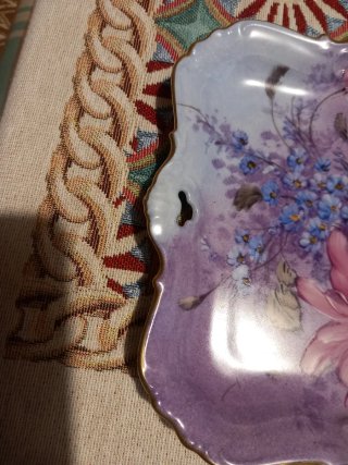 Piattino Limoges Porcellana Fiori Viola