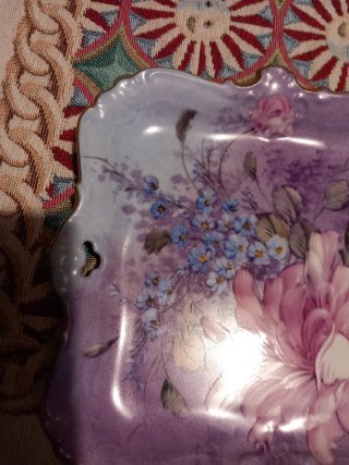 Piattino Limoges Porcellana Fiori Viola