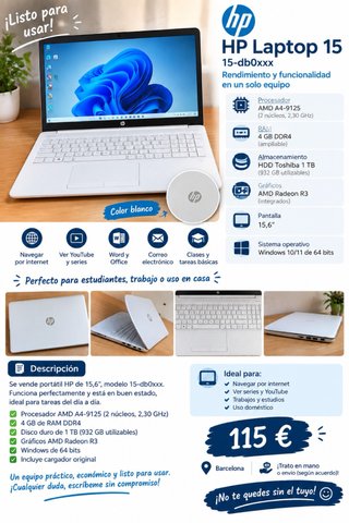 HP Laptop 15-db0xxx Blanco