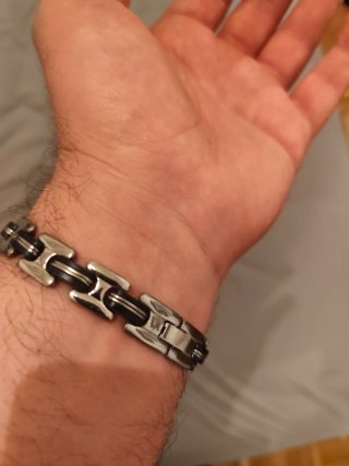 Bracciale in acciaio e pelle da uomo