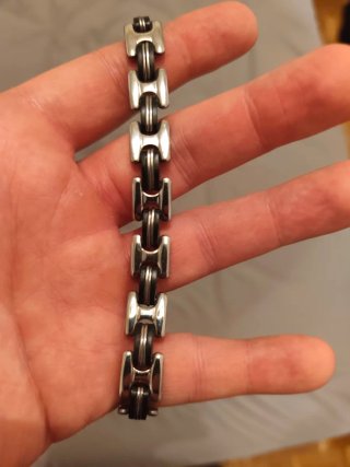 Bracciale in acciaio e pelle da uomo