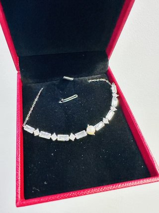 Collar plata con perla y circonitas