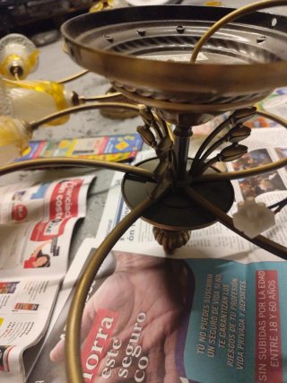 Lampade da soffitto vintage in metallo dorato e cristallo