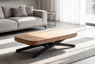 Mesa de centro elevable madera y metal