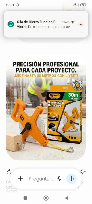 Cinta métrica Liyset 30m Fibra de vidrio