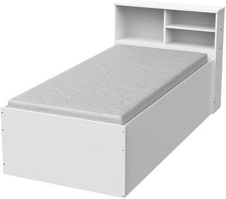Cama juvenil blanca con cajón y estantería 90x190