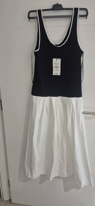 Vestido Zara Negro y Blanco Talla M.
