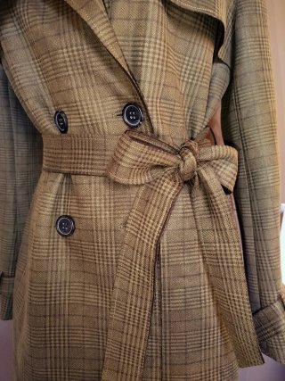 Gabardina cuadros beige/marrón Talla M