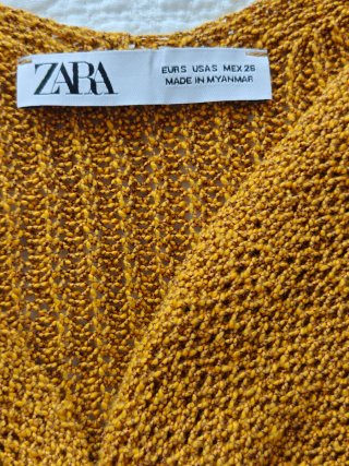 Top Zara punto cruzado manga larga mostaza Talla S