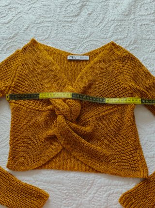 Top Zara punto cruzado manga larga mostaza Talla S