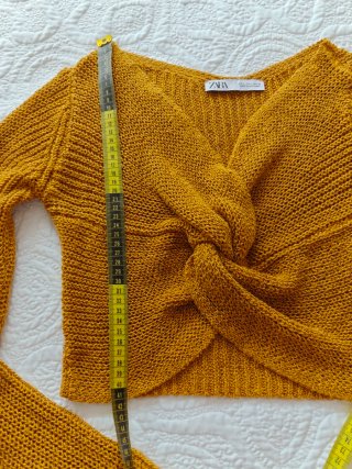 Top Zara punto cruzado manga larga mostaza Talla S