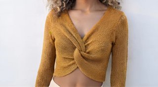 Top Zara punto cruzado manga larga mostaza Talla S