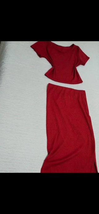 Coordinato top e gonna costine cotone