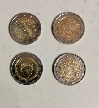 Lote 4 monedas Bélgica 2€. Muy bueno