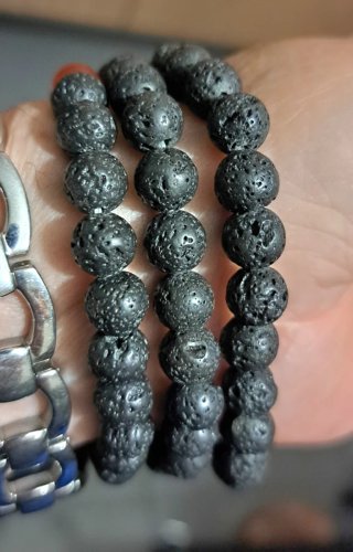 3 Bracciali Chakra Pietra Lavica Hamsa