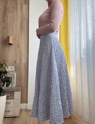 Falda Zara cuadros azul y blanco