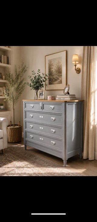 Preciosa Cómoda antigua de madera gris y marrón