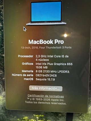 MacBook Pro 2018 Plata/Gris Espacial