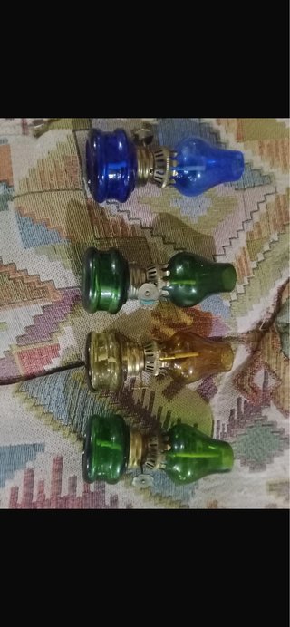 Set 4 mini lampade a olio vintage colorate