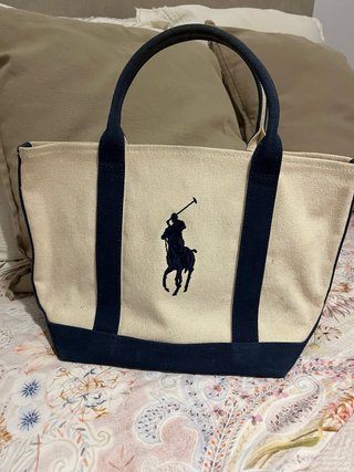 Bolso Tote Ralph Lauren Beige y Azul