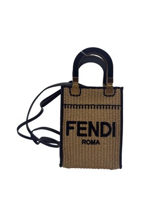 Fendi Sunshine Shopper Mini Bolso Negro Marrón