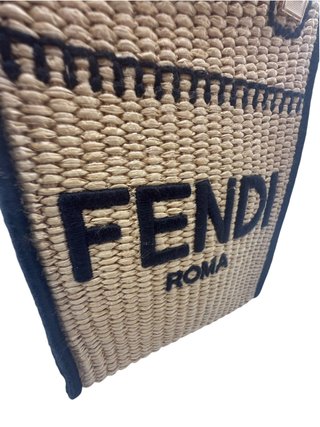 Fendi Sunshine Shopper Mini Bolso Negro Marrón