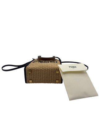 Fendi Sunshine Shopper Mini Bolso Negro Marrón