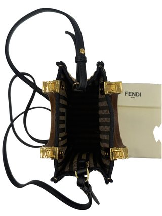 Fendi Sunshine Shopper Mini Bolso Negro Marrón