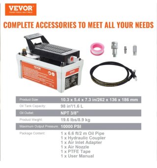 Bomba Hidráulica Pedal VEVOR 10000 PSI