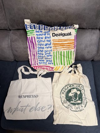 Lote 3 Bolsas Tela: Nespresso, Desigual, Panama Ja