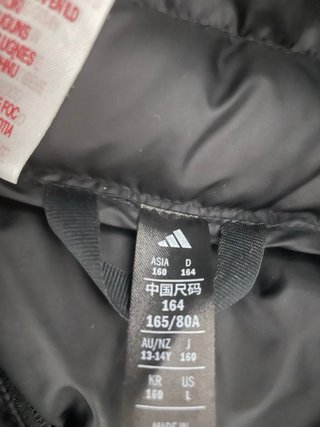 Abrigo Adidas Negro 13-14 años