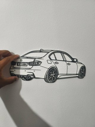Silhueta BMW 3D 29cm Decoração Parede