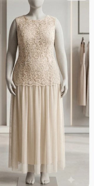 Vestido fiesta encaje beige talla XL