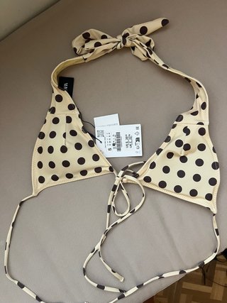 Bikini Zara lunares beige y marrón Talla S