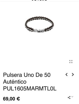 Pulsera Uno de 50 Cuero y Plata