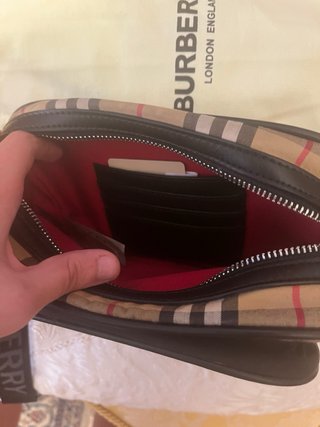 Borsa Burberry Nylon Pelle Beige/Nero