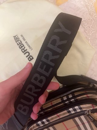 Borsa Burberry Nylon Pelle Beige/Nero