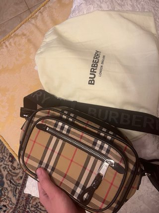 Borsa Burberry Nylon Pelle Beige/Nero