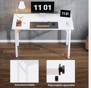 Mesa escritorio plegable blanca metálica
