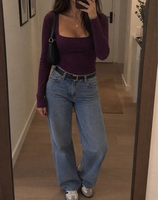 BODY STRADIVARIUS MANGA LARGA MORADO PURPURA