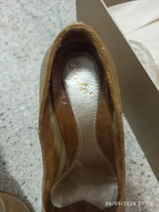 Scarpe con tacco donna oro fiore